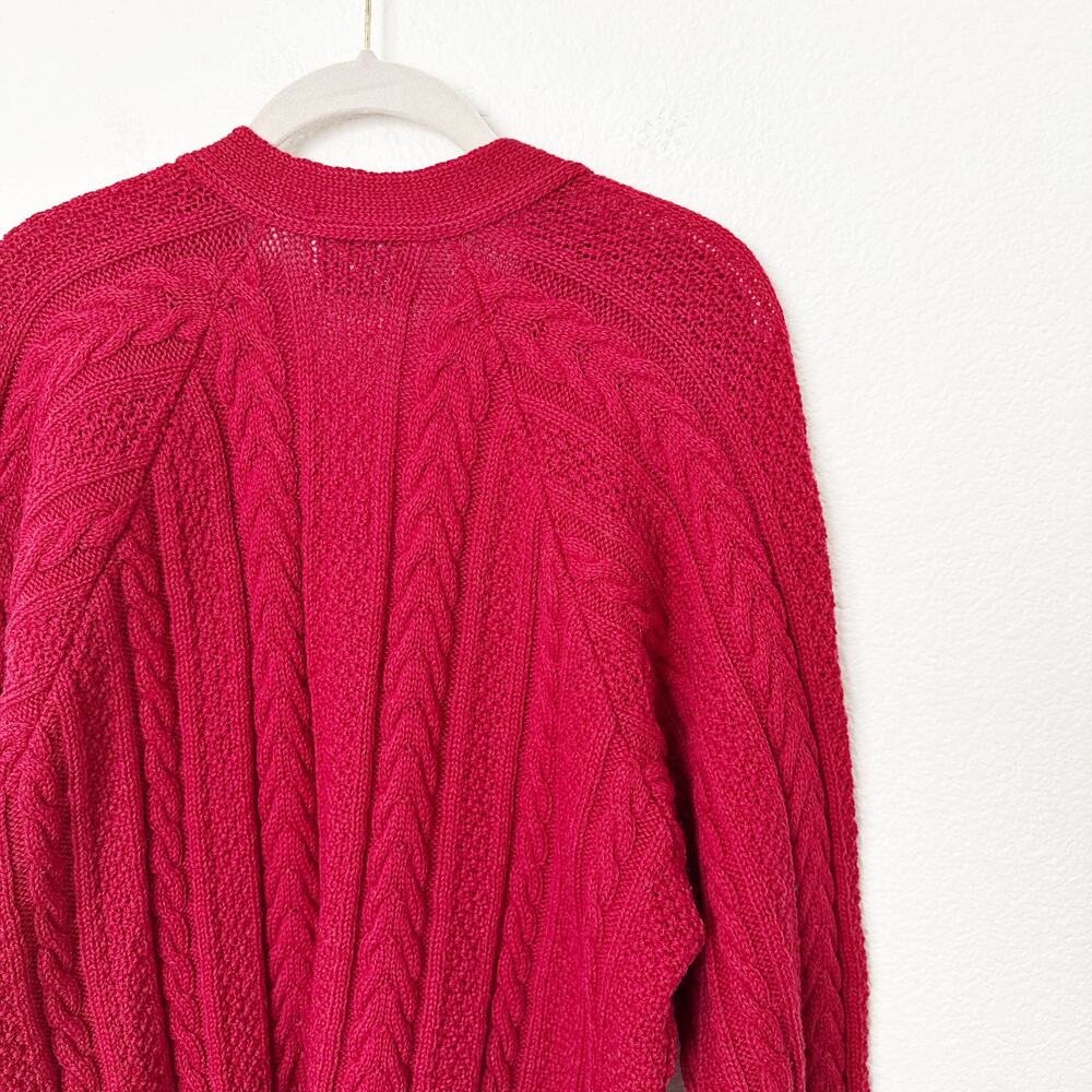 [Pendleton] Red Virgin Wool Cable Knit Grandpa Ca… - image 5